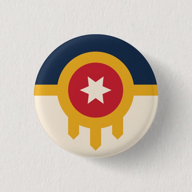Flag of Tulsa, Oklahoma 1 Inch Round Button (Front)