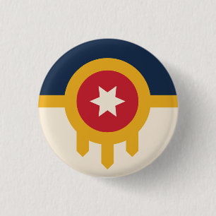 Flag of Tulsa, Oklahoma 1 Inch Round Button