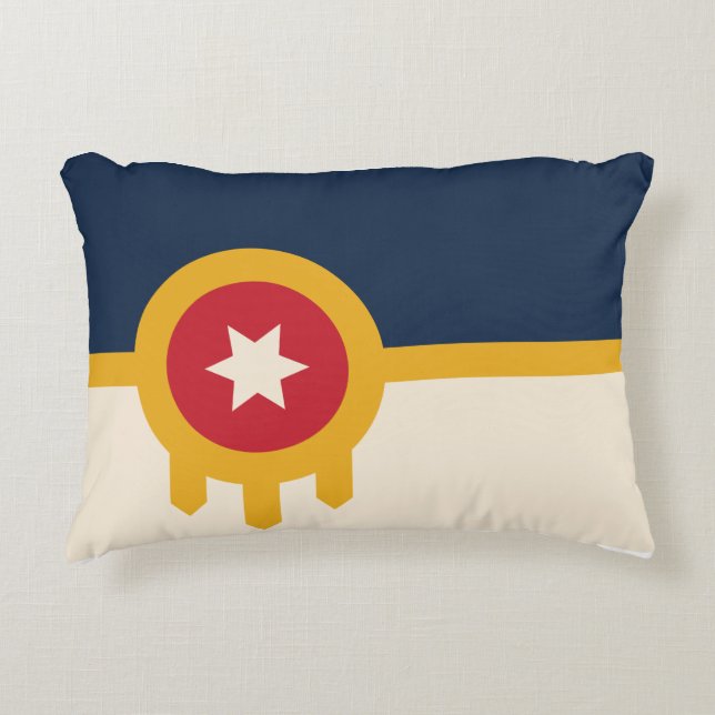 Flag of Tulsa, Oklahoma Accent Pillow (Front)