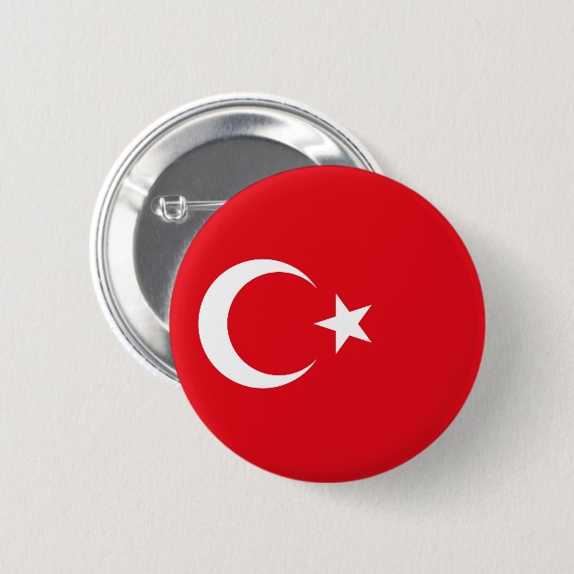 Flag of Turkey 2 Inch Round Button (Front & Back)