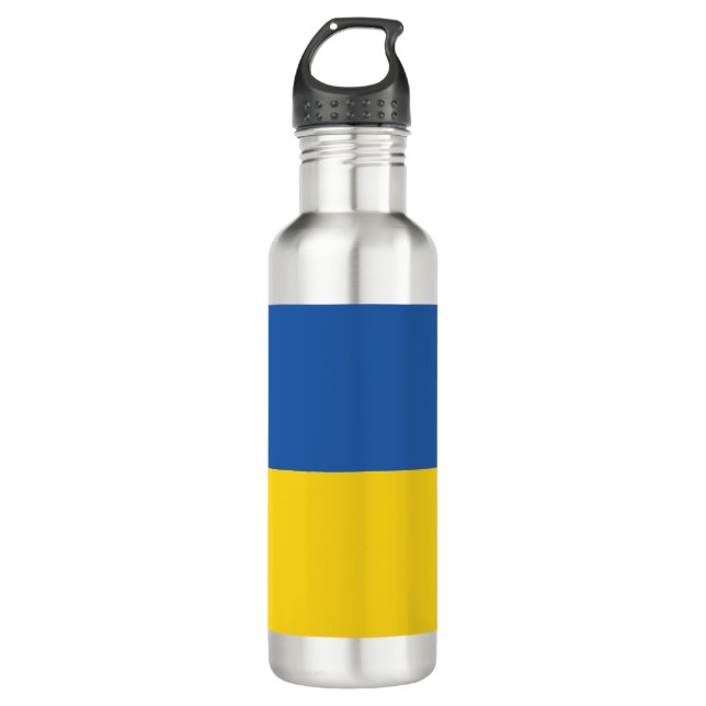 Flag of Ukraine Button 710 Ml Water Bottle (Front)