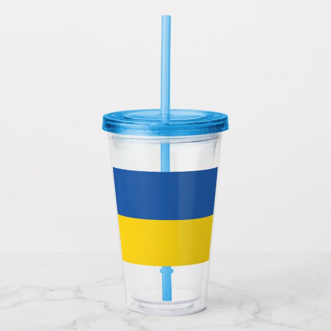 Flag of Ukraine Button Acrylic Tumbler (Front)