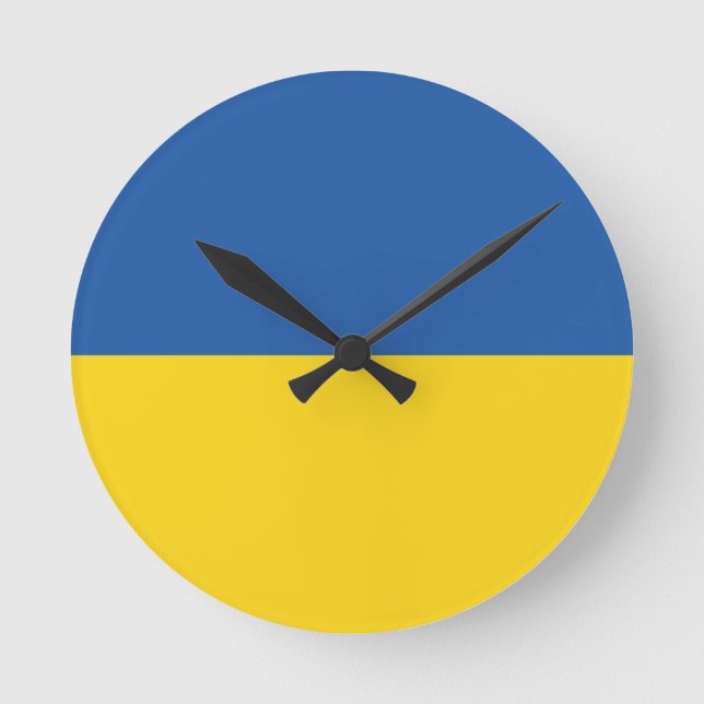 Flag of Ukraine Button Round Clock (Front)