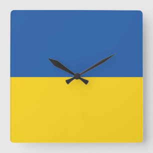 Flag of Ukraine Button Square Wall Clock