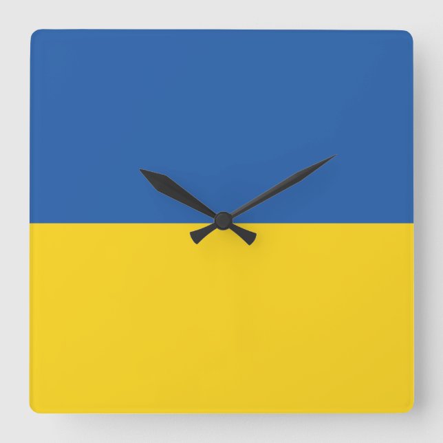 Flag of Ukraine Button Square Wall Clock (Front)