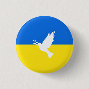 Flag of Ukraine - Dove of Peace - Freedom Button