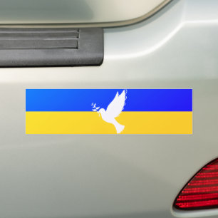 Flag of Ukraine - Dove of Peace - Freedom - Peace  Bumper Sticker