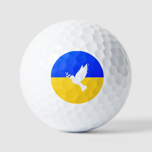 Flag of Ukraine - Dove of Peace - Freedom - Peace Golf Balls (Front)
