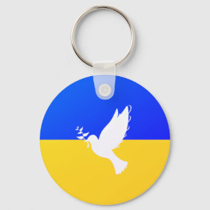 Flag of Ukraine - Dove of Peace - Freedom - Peace Keychain
