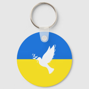 Flag of Ukraine - Dove of Peace - Freedom - Peace  Keychain