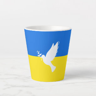 Flag of Ukraine - Dove of Peace - Freedom - Peace  Latte Mug