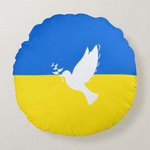Flag of Ukraine - Dove of Peace - Freedom - Peace  Round Pillow