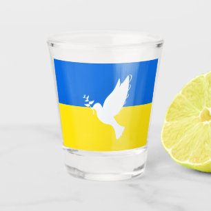 Flag of Ukraine - Dove of Peace - Freedom - Peace  Shot Glass