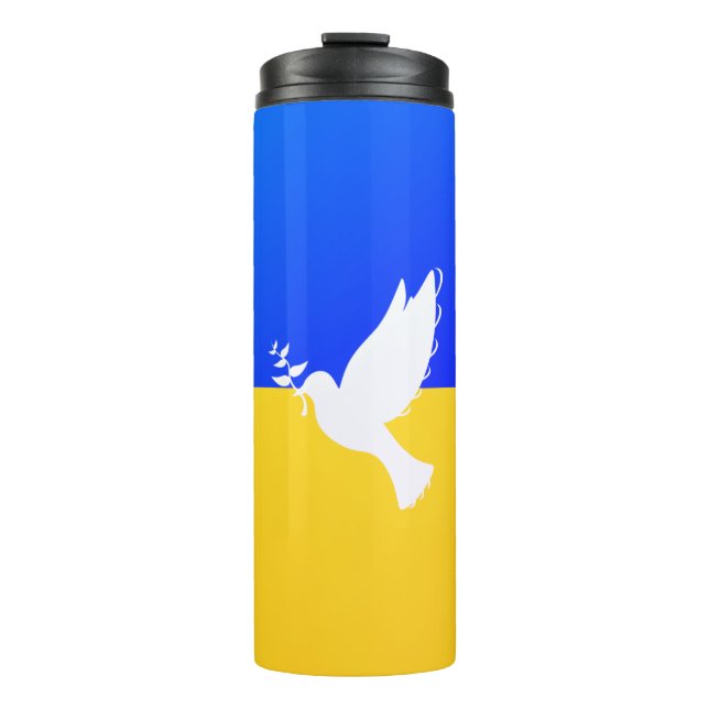 Flag of Ukraine - Dove of Peace - Freedom - Peace Thermal Tumbler (Front)