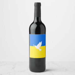 Flag of Ukraine - Dove of Peace - Freedom - Peace Wine Label