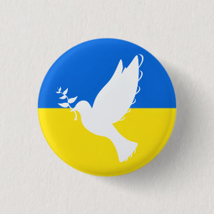 Flag of Ukraine - Dove of Peace - Peace Button
