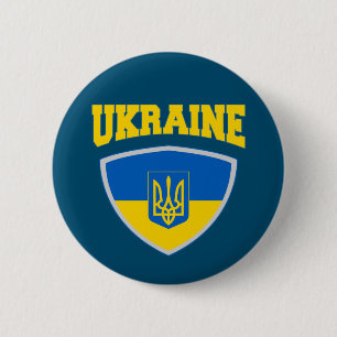 Flag Of Ukraine & Emblem 2 Inch Round Button