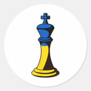 Flag Of Ukraine In Chess Piece King Classic Round Sticker