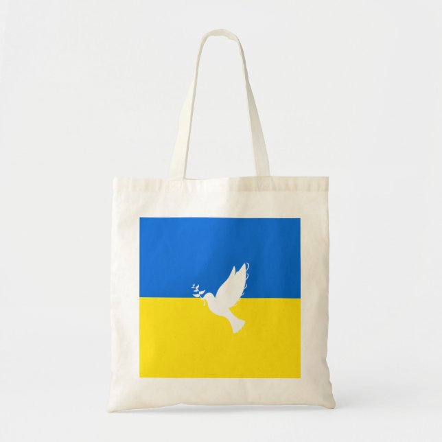 Flag of Ukraine Tote Bag Dove of Peace Support (Front)