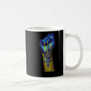 Flag Of Ukraine + Trident On A Raised Clenched Fis Coffee Mug