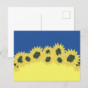Flag of Ukraine with sunflowers Postcard