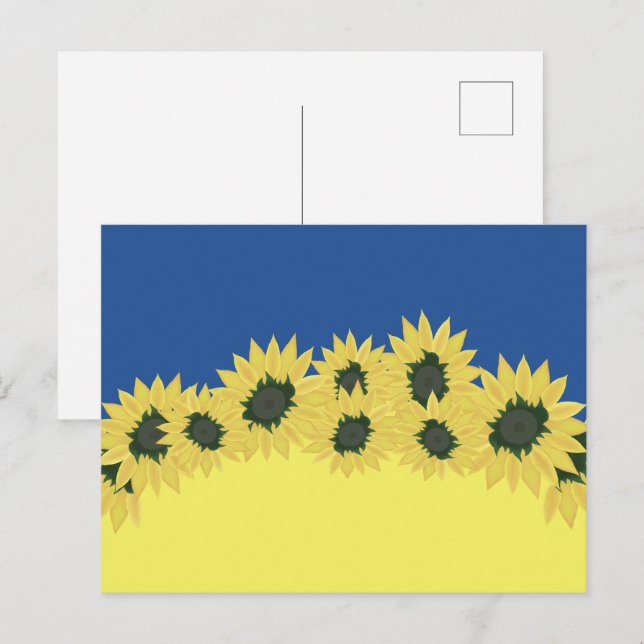 Flag of Ukraine with sunflowers Postcard (Front/Back)