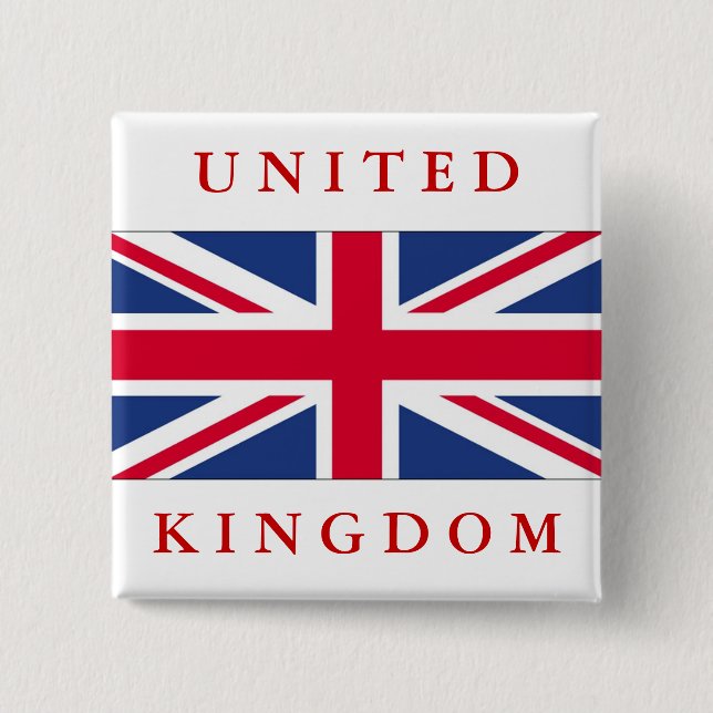 Flag of United Kingdom 2 Inch Square Button (Front)