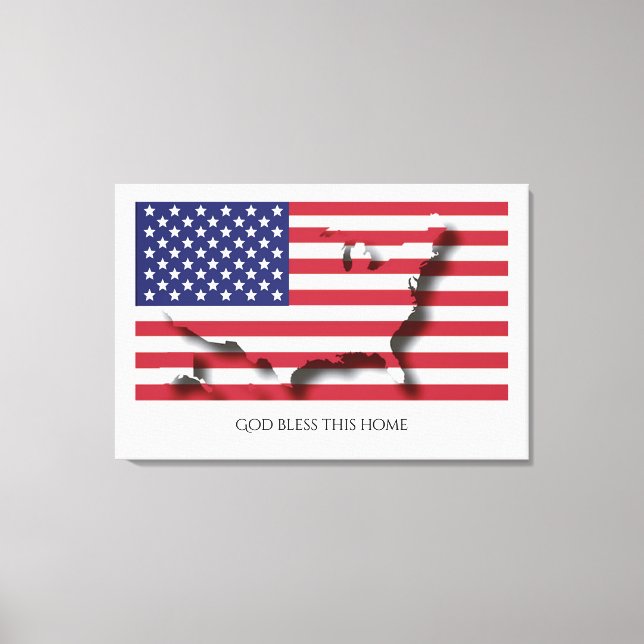 Flag of USA AMERICA Patriotic Home Customized Text Canvas Print (Front)