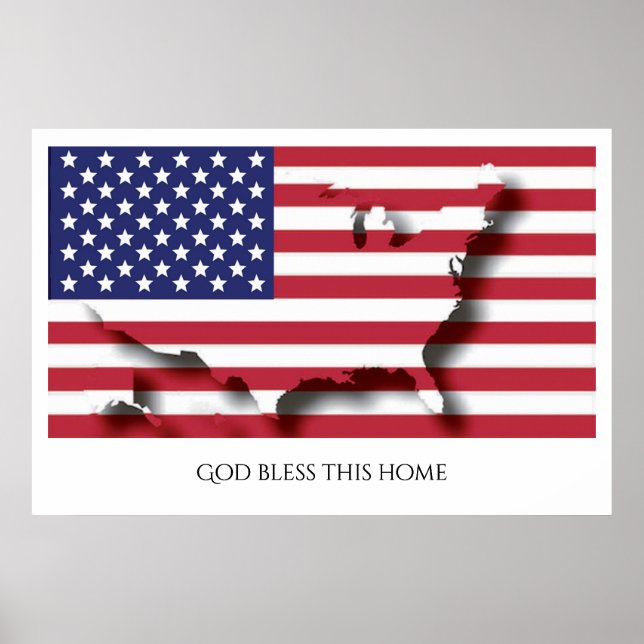 Flag of USA AMERICA Patriotic Home Customized Text Poster (Front)