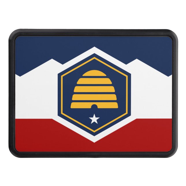 Flag of Utah (Beehive Flag) Trailer Hitch Cover (Front)