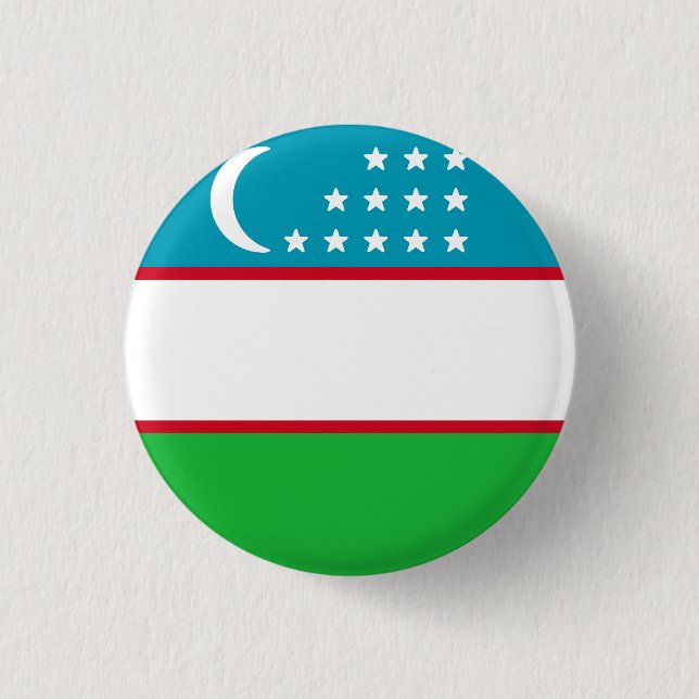 Flag of Uzbekistan 1 Inch Round Button (Front)
