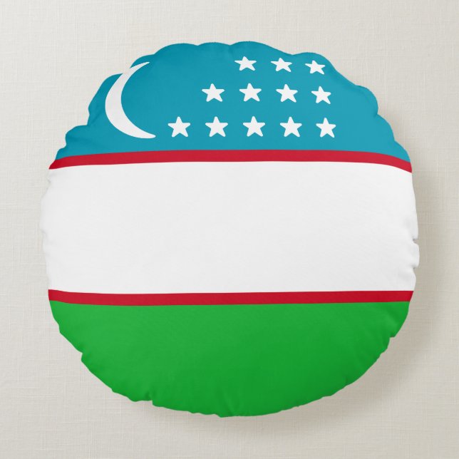 Flag of Uzbekistan Round Pillow (Front)