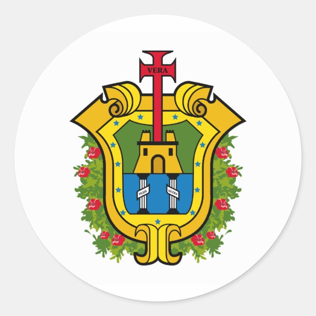 Flag of Veracruz Classic Round Sticker (Front)