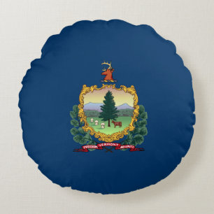 Flag of Vermont (US State) Round Pillow
