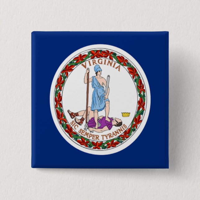Flag of Virginia 2 Inch Square Button (Front)
