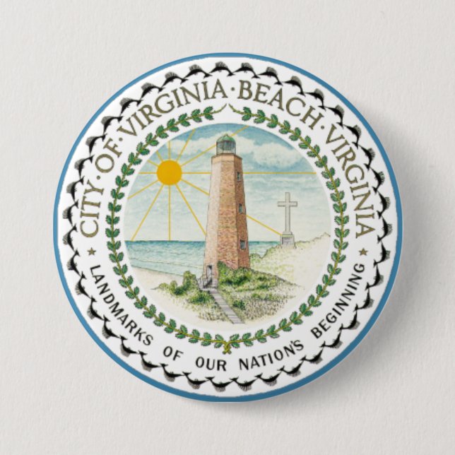 Flag of Virginia Beach, Virginia 3 Inch Round Button (Front)