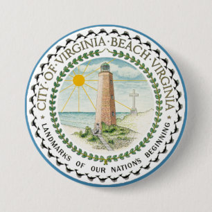 Flag of Virginia Beach, Virginia 3 Inch Round Button