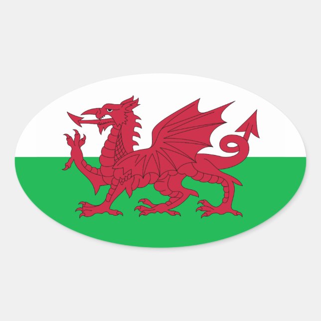 Flag of Wales (Cymru) Oval Sticker (Front)