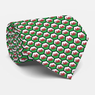 Flag of Wales Geometric Hexagon Pattern Tie