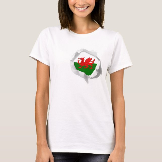 Flag of Wales True Colours Welsh Pride Torn T-Shirt (Front)