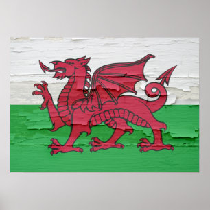 Flag of Wales Weathered Poster