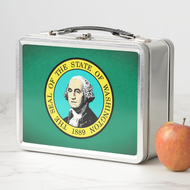 Flag of Washington State - USA Metal Lunch Box (In Situ)