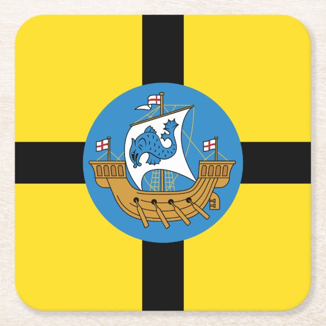 Flag of Wellington City, New Zealand Square Paper Coaster (Front)