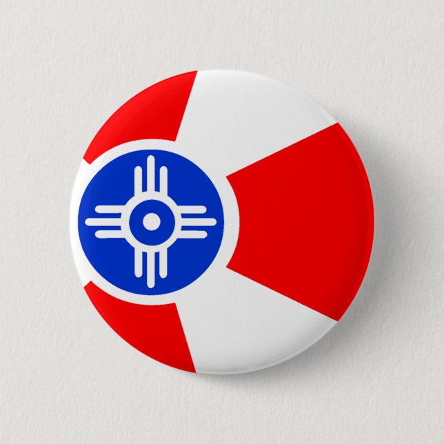 Flag of Wichita Kansas 2 Inch Round Button (Front)