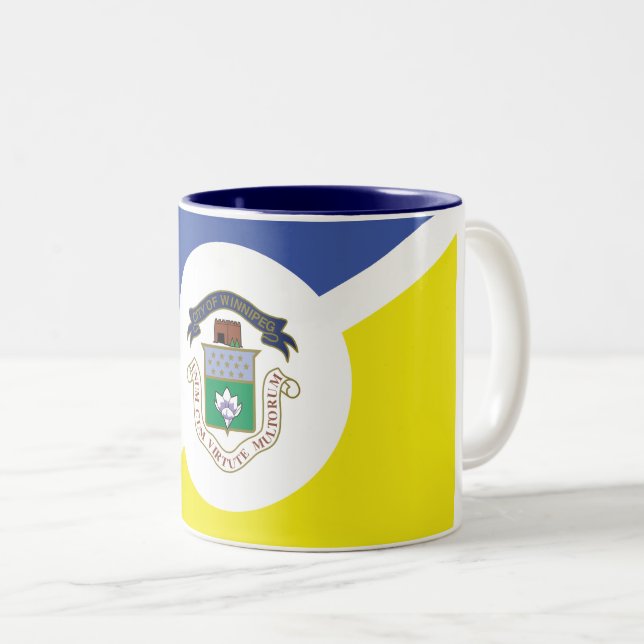 Flag of Winnipeg, Manitoba Two-Tone Coffee Mug (Front Right)