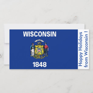 Flag of Wisconsin, Happy Holidays from U.S.A. Holiday Card