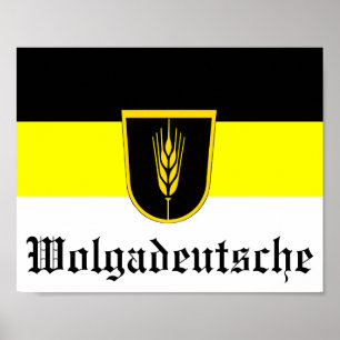 Flag of Wolgadeutsche (black/yellow/white version  Poster