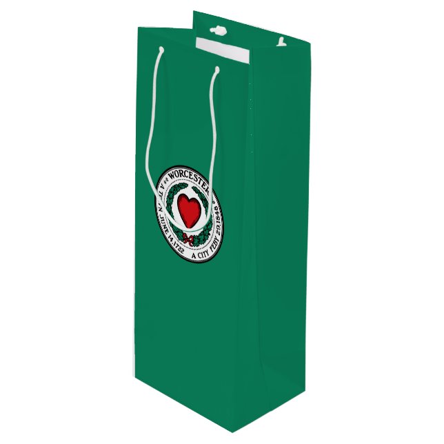 Flag of Worcester, Massachusetts Wine Gift Bag (Front Angled)