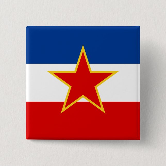 Flag of Yugoslavia 2 Inch Square Button (Front)