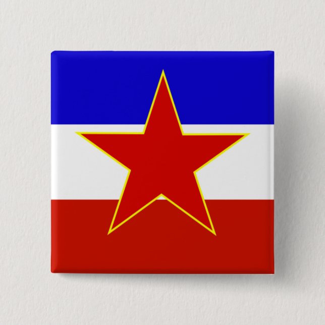 Flag of Yugoslavia 2 Inch Square Button (Front)
